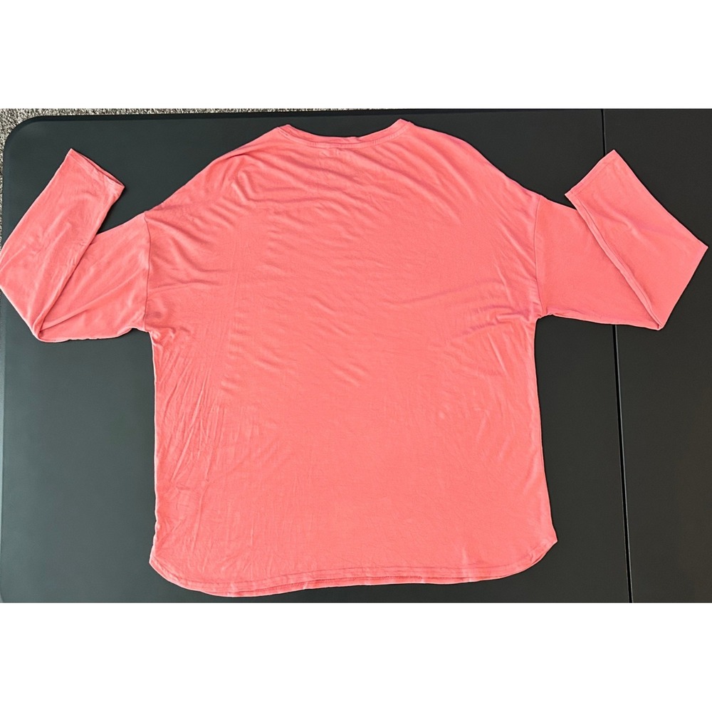 Gap Womens Large Coral Pink Long Sleeve Drop Shoulder Rayon Spandex Top 1376 - Picture 2 of 8